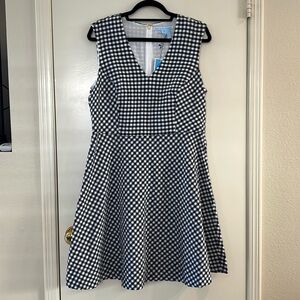 Draper James Navy Blue Gingham A-Line Dress NWT